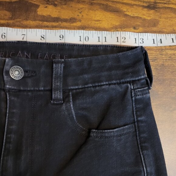 American Eagle Jeans 4 R Dream Curvy Super Hi Rise Jegging Stretch Black - Picture 7 of 11